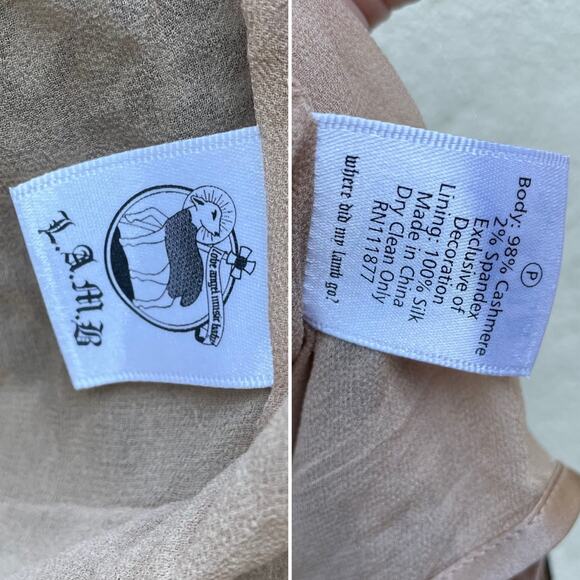 Lamb Boudoir Women's M Silk Lined Stretch Cashmere Sweater Cardigan L.A.M.B. Y2K - Picture 8 of 11